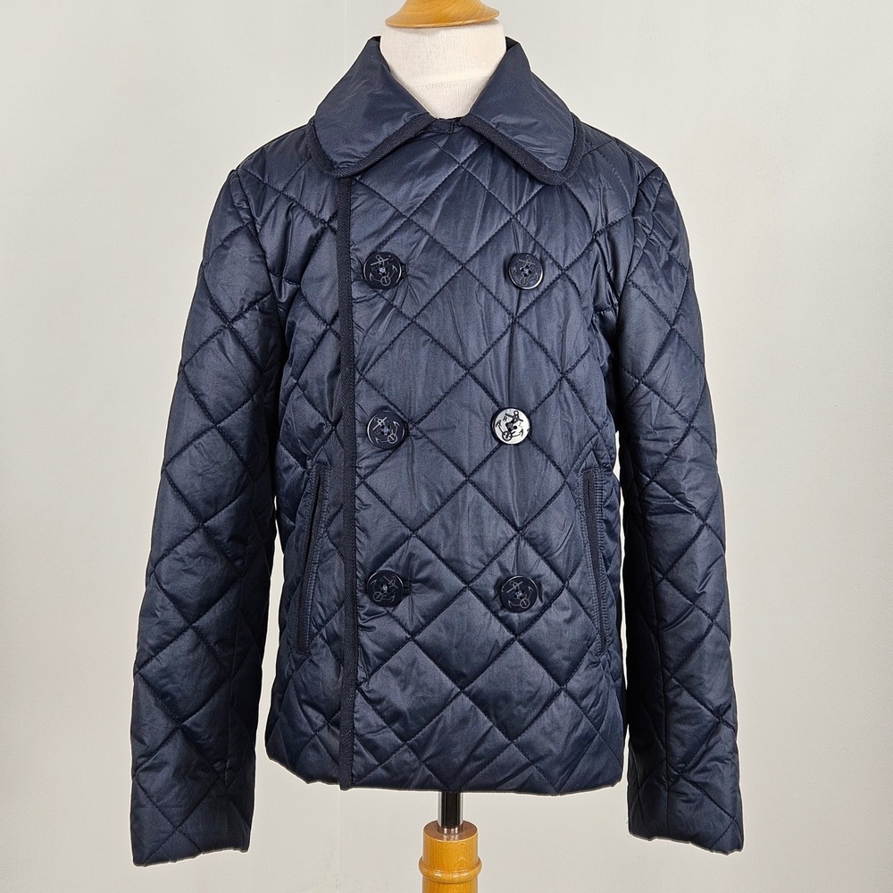 Polo Ralph Lauren Navy Pea Coat Kids M 8-10 Quilted Anchor Buttons
